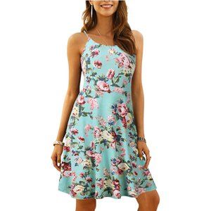 FINMYE Sleeveless Floral Printed Swing Sundress SZ M NWT
